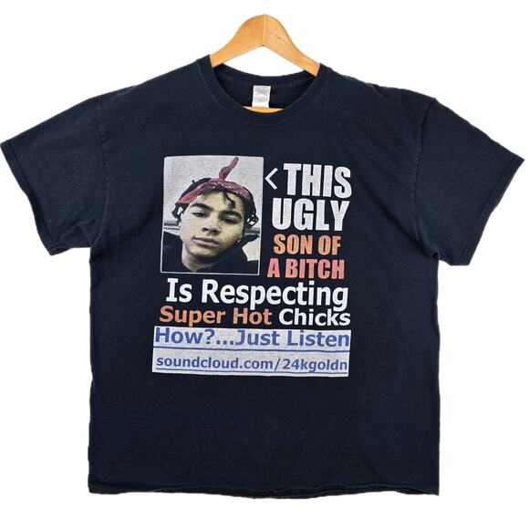 RARE 24kGoldn Rap Tee Shirt Size XL SoundCloud Ugly SOB Respecting Women Hip Hop - Picture 1 of 7